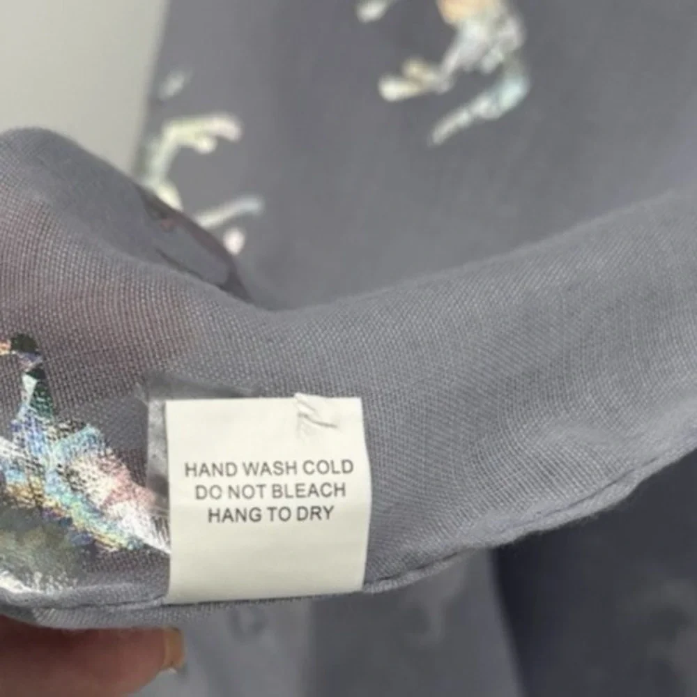 Ganz Grey Unicorn Scarf Iridescent Silver Foil Print Sheer Lightweight Wrap